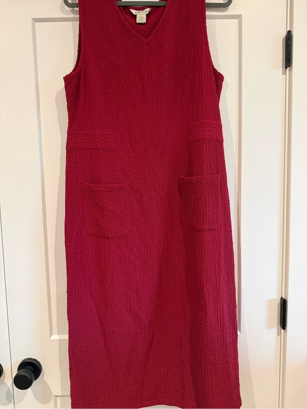 Orvis Sleeveless V-Neck Textured midi dress